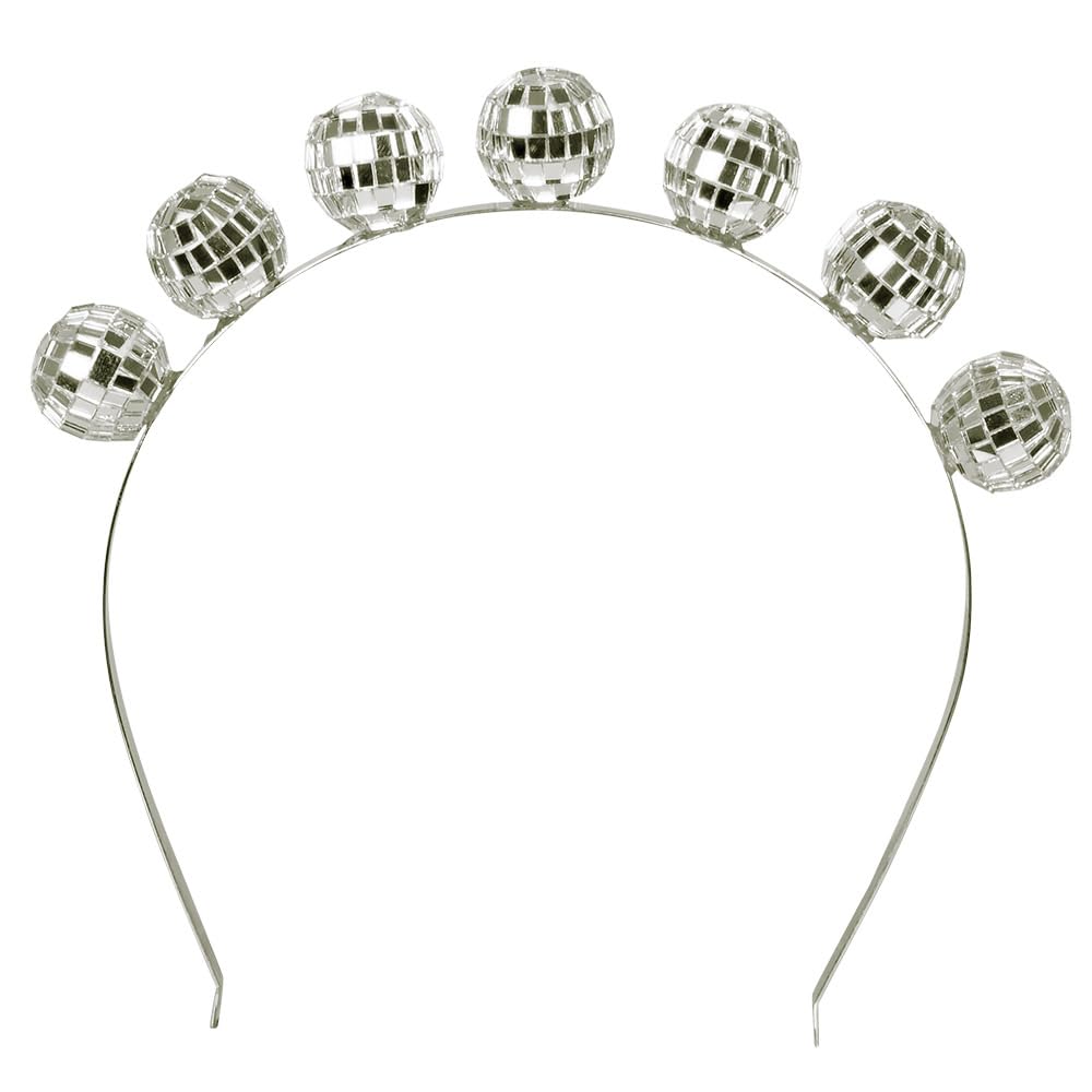 Boland 00770 Disco Ball Tiara, Silver, Disco Headband, 1970s, 70s Fancy Dress, Ladies Disco Dress Up, Party Headband, Accessory, New Years Party, One Size (One Size)