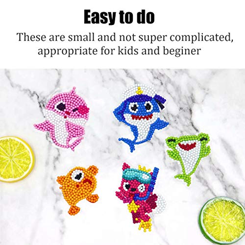 baby shark 5D Diamond Painting for Kids, Painting by Number Kits for beginer, Arts Crafts Supply, Rhinestone Mosaic Making starter set fine motor skills Gifts for Christmas Birthday Valentine's Day