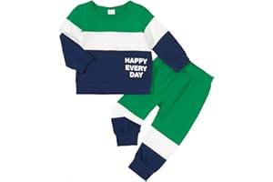 KIMI BEAR Toddler Baby Boy Outfits Fall Winter Clothes Color Block Long Sleeve Sweatshirt Tops + Jogger Pants Set 2PCS