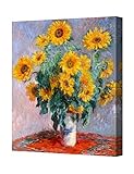 DECORARTS - Monet Sunflowers, Claude Monet Art Reproduction. Giclee Canvas Prints Wall Art for Home Decor 20x16
