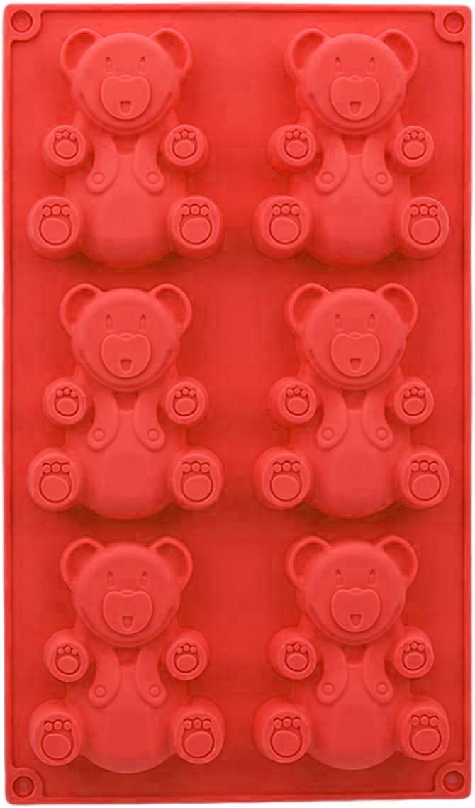 Selecto Bake 6 Cavity Teddy Bear Silicone Moulds Love Bear Silicone Cupcake Mould Candy Mold for Your Holiday Cake, Soap, Ice Cube, Gummy, Cookie, Jelly, Candy, Pudding