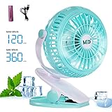 MED Mini Battery Operated Clip Fan,Sall Portable Fan Powered by Rechargeable Battery or USB Desk Personal Fan for Baby Stroller Car Gym Workout Camping,Green