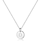 S925 Sterling Silver Disc Initial Necklaces for Women, Hypoallergenic Round Disc Initial Pendant Letter Initial Pendant S925 Sterling Silver Initial Necklace for Women Jewelry Gifts