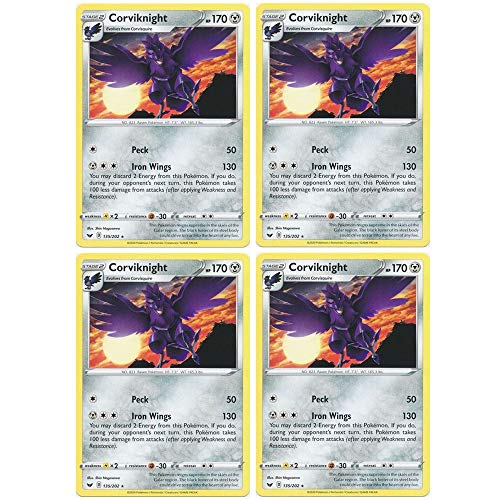 Pokemon Card - Corviknight - Sword and Shield Base - x4 Card Lot ...