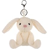 Apricot Lamb Velvet Bunny Cute Keychain, Soft Stuffed Plush Keychain Toys for Kids’ Backpack, Purse, 4.8 Inches