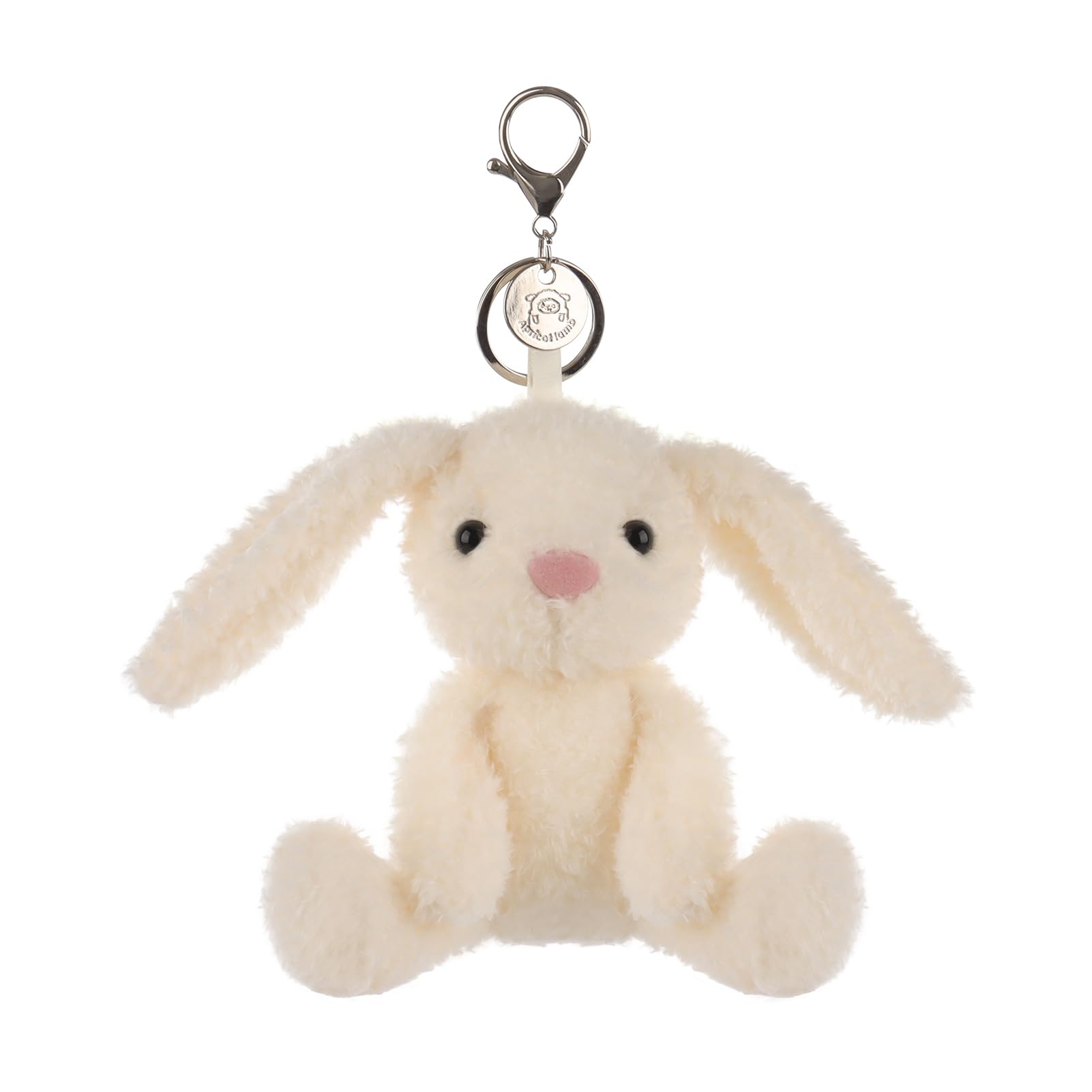 Apricot Lamb Cream Velvet Bunny Cute Keychain Plushies, Soft Stuffed Plush Keychain Toys for Kids’ Backpack, Purse