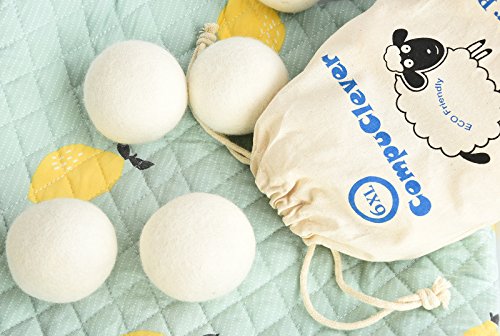image for Wool Dryer Balls by Teemour Pack of 6 XL Organic Natural Fabric Soften