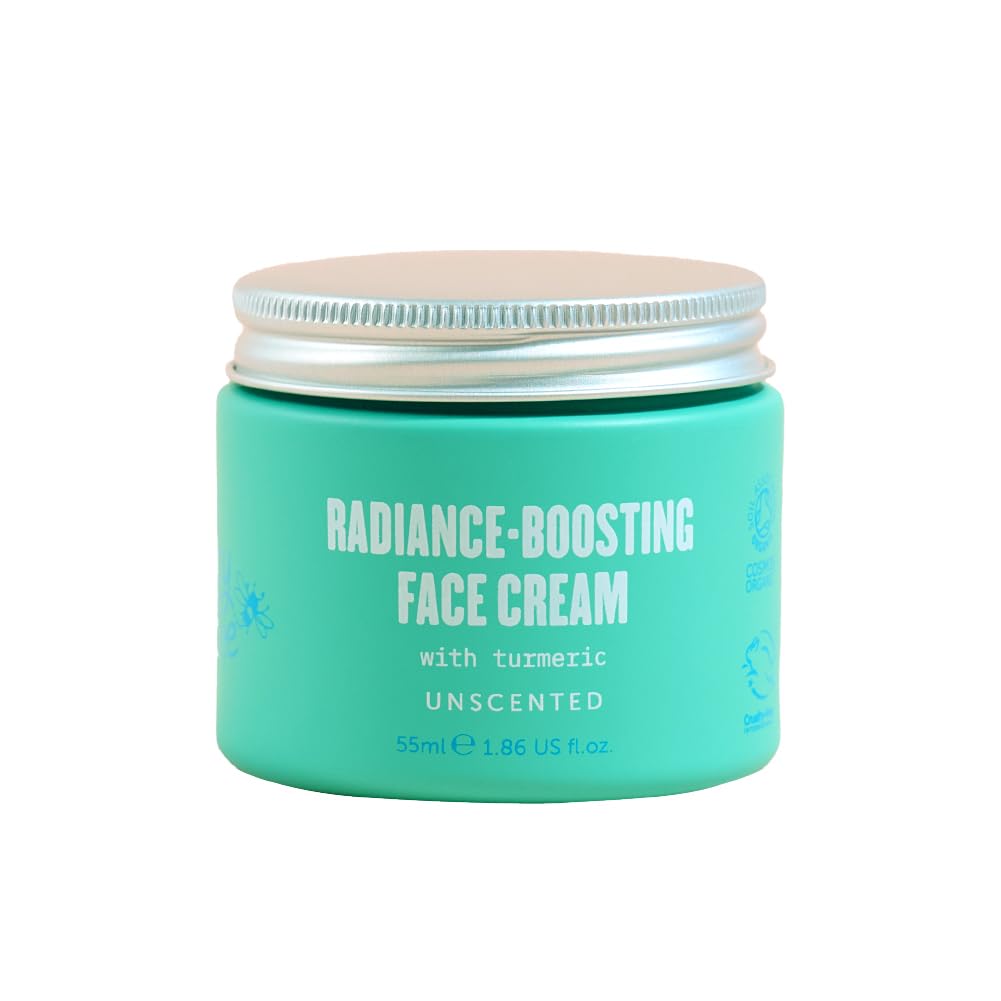 Lucy Bee Organic Radiance Boosting Face Cream, Certified Organic Face Moisturiser, Dermatologically Approved for Sensitive Skin, Vegan, Cruelty-Free, Palm Oil Free, 55ml