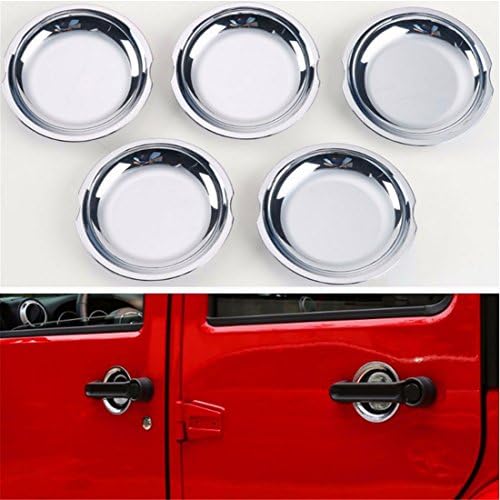 POMAR 5Pcs Chrome 4 Door Handle Bowl ABS Cover Trim for Jeep Wrangler JK 2007-2014