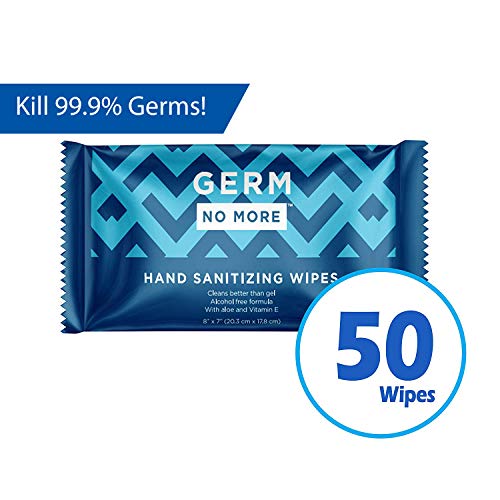 Germ No More Hand Sanitizing Wipes 50 individually wrapped packet Large Soft Towel Kills 99.9% of Household Germs - Fresh Scented Alcohol Free Moisturizing - Antimicrobial Protection For Adults & Kids - Thumbnail 4