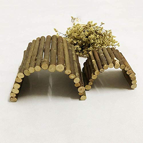 AUOKER Reptile/Snake/ Lizard/Rat/ Crested Gecko Hide, Hamster/Guinea Pig/Turtle/ Tortoise House, 100% Nature Wooden Fence Reptile Cave Habitat Hiding Spot for Small Amphibians Reptiles Mammals -S L - Thumbnail 7