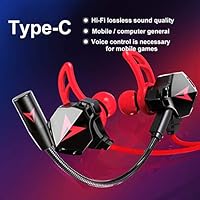 shlutesoy Portable Type-C in-Ear Wired Earphone No Delay Gaming Headset with Microphone Black