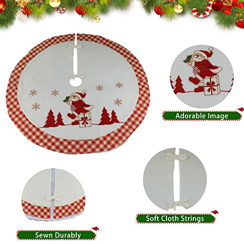 Wewill Luxury Thick Christmas Tree Skirt Circle Decoration Santa Scene with Pastoral Design Home Decoration, 35-Inch(Style 6)