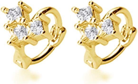 Love Heart CZ Crystal Tiny Cartilage Hoop Earrings Sterling Silver for Women Girls Cute Diamond Cuff Huggie Hoops Earrings Tragus Piercing Jewelry