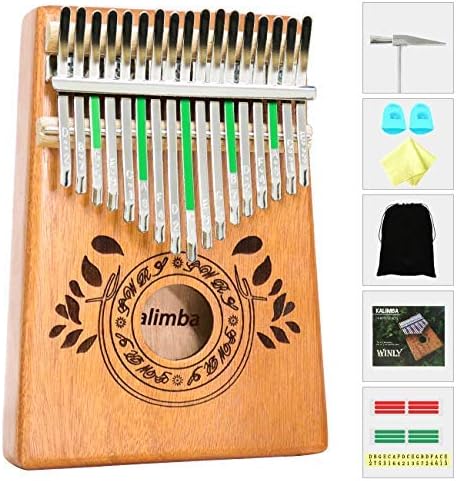 UNOKKI Kalimba 17 Keys Thumb Piano with Study Instruction and Tune Hammer, Portable Mbira Sanza African Wood Finger Piano, Gift for Kids Adult Beginners (Sunset Yellow)