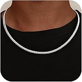 UPFAI S925 Sterling Silver Chain Necklace for Men, Sterling Silver Cuban Link Curb Chain Necklace for Women Men Jewelry Holiday Gift 18 20 22 24 Inch