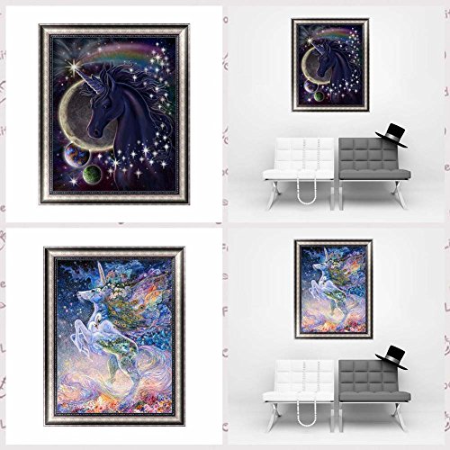 Chige DIY 5D Diamond Painting Kit, Cross Stitch Craft Kits Rhinestone Embroidery Wall Stickers Pasted Picture Drawing for Living Room Craft Home Wall Decor (Unicorn - 2)