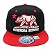 Embroidered California Republic with Bear Claw Scratch Snapback Cap (Black/RED)