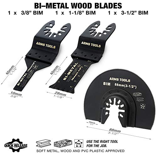 27 Piece Oscillating MultiTool Accessory Kit Quick Release BiMetal HCS Scraper Grout Removal