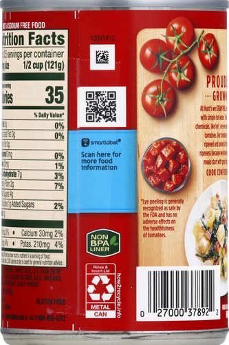 HUNT’S DICED NO SALT ADDED BASIL GARLIC & OREGANO TOMATOES, 14.5 OZ