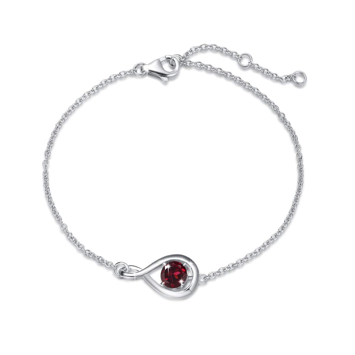 FANCIME 925 Sterling Silver January Birthstone Bracelet Infinity Garnet Bracelet with Fine Jewellery Box Christmas Birthday Valentine's Day Mother's Day Present for Women Mother โ image 1