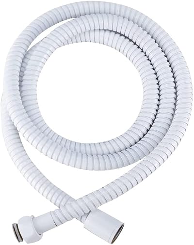 Hairstore 2m White Stainless Steel Shower Hose Flexible Bath Extension Handheld
