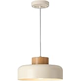 Modern Pendant Lights,12.6 inch,Natural Wood Cap,Simple Hanging Light Fixture for Kitchen Island,Dining Room