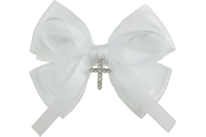 NIHAO BABY White 3.9 Inches Satin Bow for Little Girls First Communion Gifts for Girls 1.97 Inches Alligator Clip