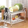 Dish Drying Rack, 1Easylife 2 Tier Dish Rack Stainless Steel with Utensil Knife Holder and Cutting Board Holder Dish…
