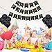 BESTOYARD Happy FING Birthday Decorations Banner with 10pcs Black Latex Balloons Party Favors