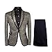Men Notched Lapel Center-Vent One-Button Blazer Suits Jackets & Trousers, Golden, Medium