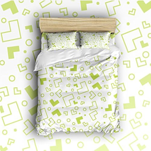 Pretty Lee Bed Set Simple Geometric Polygons Pattern Printed Bedding Sets Comforter Set 4 Piece Bed Sheets Set(Full Size)1 Flat Sheet 1 Duvet Cover and 2 Pillow Cases Soft Luxurious Extremely Durable