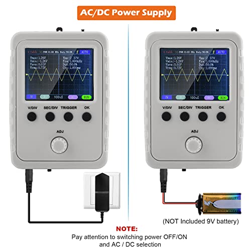 Digital Oscilloscope Kit,Aideepen Handheld oscilloscopes with DC/AC Power Supply and BNCClip