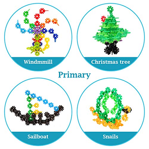 ZoZoplay Snow Flakes 500 Piece Building Blocks Construction STEM Toys Interlocking Plastic Disc Set Kids Classroom Creative and Educational Snowflakes Best Gifts for Boys & Girls Ages 3+