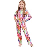 CHILDRENSTAR Girls Pajamas Set Long Sleeve Sleepwear Shirt Pant Shirring Ribbed Lounge Clothes For Kids