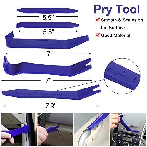 GLISTON 5pcs Auto Trim Removal Tool Car Pry Tool Kit, Door Panel Clip Removal Set for Vehicle Dash Radio Audio Installer