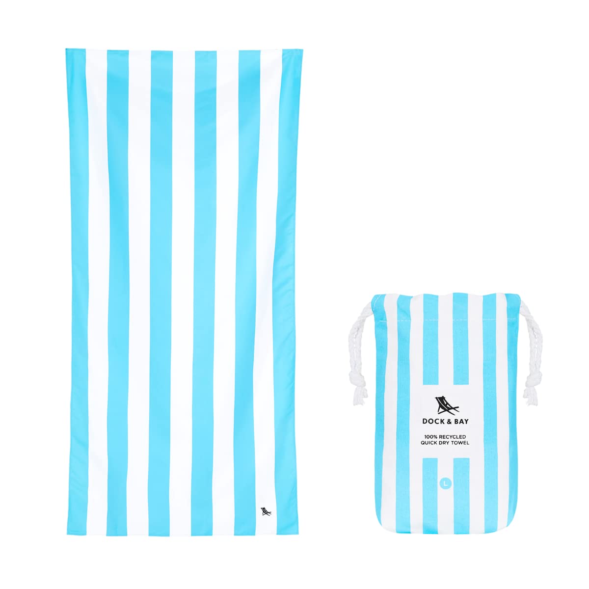 Dock & Bay Kid's Towel - For Beach Use - Quick Dry, Sand Free - Compact, Lightweight - 100% Recycled - Includes Bag - Cabana - Tulum Blue, Medium (130x70cm, 51x27)