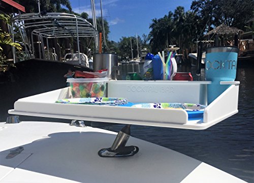 Boat-Utility-Table-with-Cup-Holders-and-Storage-Mounts-in-Rod-Holders-Package-Includes-Fully-Adjustable-Rod-Holder-Mount-Perfect-Boat-Marine-Grill-Accessory-Portable-By-Docktail-Bar