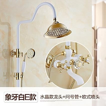 White Gold Shower All Copper Faucet Paint Faucet White Shower Set