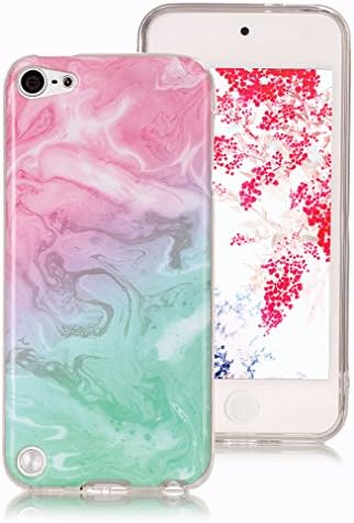 Marble Case for iPod Touch 5, iPod Touch 6 Case, Ronger Gel TPU Silicone Case Ultra Thin Flexible Cover with Stone Pattern for iPod Touch 5 /6 Case, Pink Sea