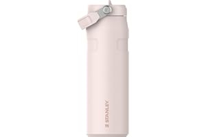 Stanley IceFlow Flip Straw 2.0 Water Bottle 24 oz | Built-In Straw with Larger Opening | Lightweight and Leak Resistant | Insulated Stainless Steel | BPA-Free | Rose Quartz