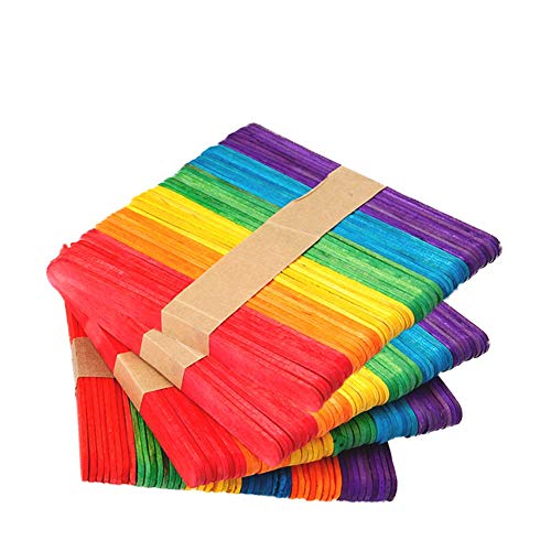 200 PCS Colorful Craft Sticks Natural Wooden 4-1/2" Length Treat Sticks Great for DIY Craft Creative Designs
