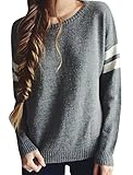 Jiujiuyi Women's Casual Long Sleeve Crewneck Stripes Colorblock Knit Sweater Pullover