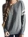 Jiujiuyi Women's Casual Long Sleeve Crewneck Stripes Colorblock Knit Sweater Pullover