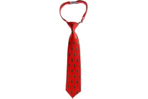 Retreez Red Christmas Woven Pre-tied Boy's Tie with Christmas Trees Pattern