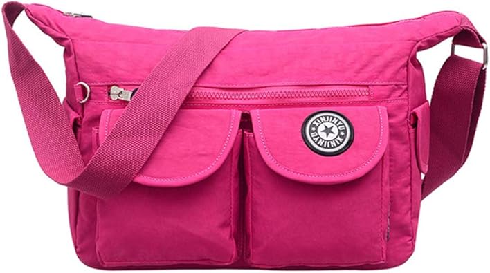 Amazon Rooftops 防水ミイラバッグ 斜めがけ トラベル バッグ ショルダーバッグ ナイロン け メンズ レディース スポーツ 鞄 小物整理 軽量 多機能 大容量 旅行 アウトドア 通勤 通学 ピンク Rooftops ショルダーバッグ