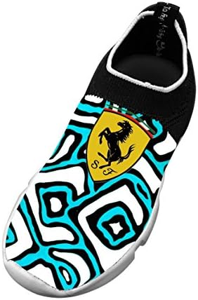 The_Ferrari Logo Fashion Customized Sports Fly Knit Running Breathable slip Kids Shoes 4 D(M) US Big kid White
