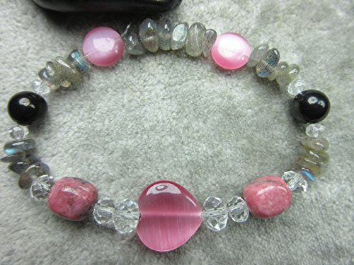 Genuine Shungite, Rhodonite and Labradorite Healing Bracelet Protection - Thumbnail 5