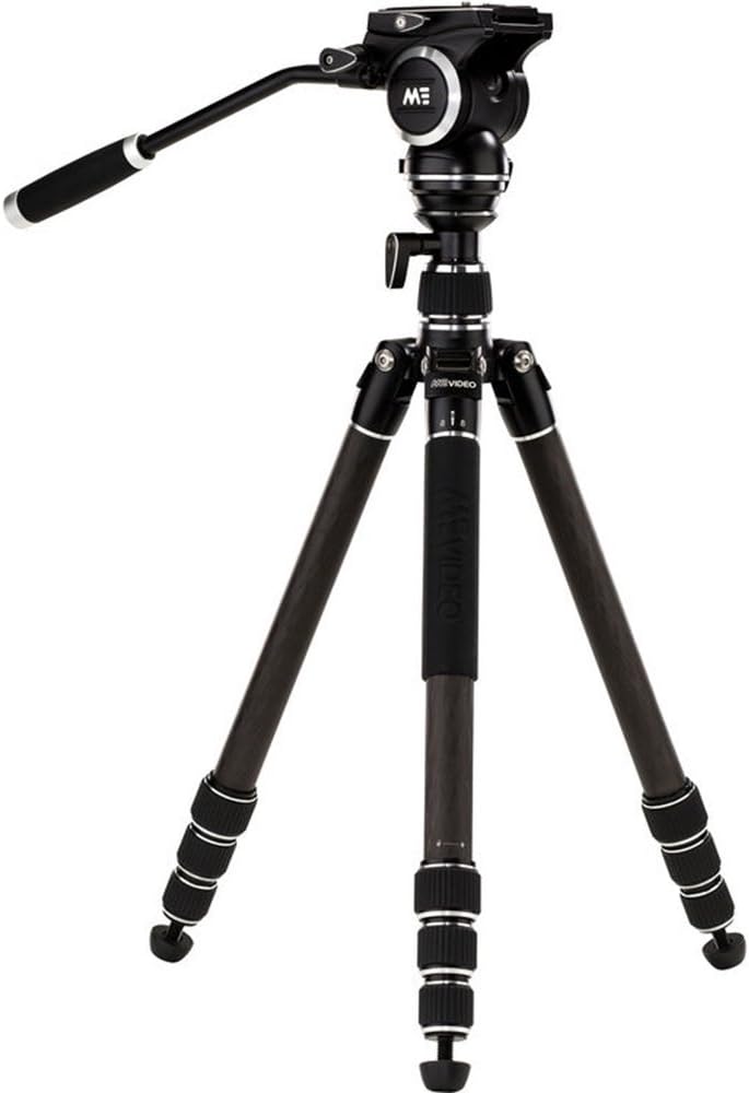 MeVIDEO GlobeTrotter 5.5' Carbon Fiber Pro Video Tripod/Monopod w/Case, Twist Locks, Removable Flat Based Fixed Counterbalanced Video Head, for JVC, Panasonic, Canon, Sony, Blackmagic- Black (GTVCBLK)