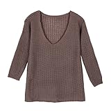 EFINNY Women's V-Neck Wool Sweatshirt Long Sleeve Pullover Sweaters Blouse